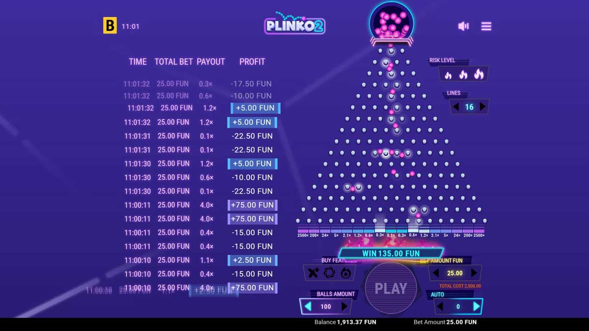 Plinko 2 slot machine game screenshot