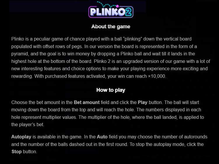 Plinko 2 slot game rules, about the game and how to play